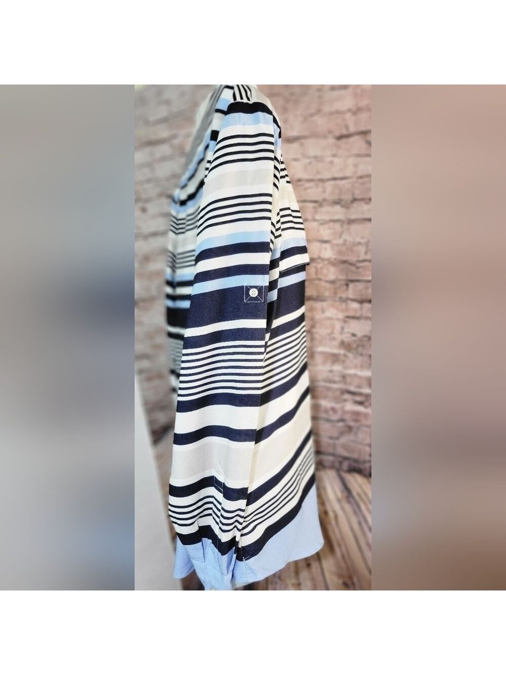 Calvin Klein Striped Button Down Long Sleeve Top Large XL - Picture 2 of 6